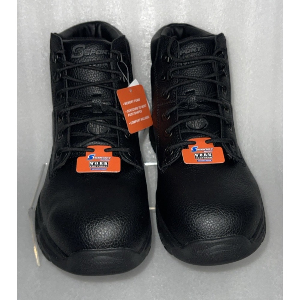 S Sport By Skechers Elton Black Steel Toe Leather Work Boots Men's Size 13‎ NEW - Picture 5 of 16